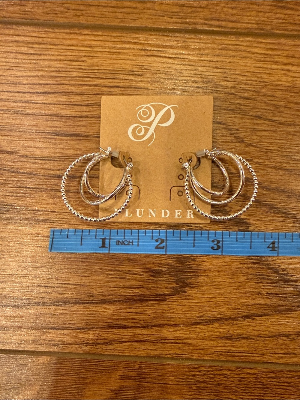 Plunder Silver Layered Bead and Hoop Earrings - Picture 2 of 3